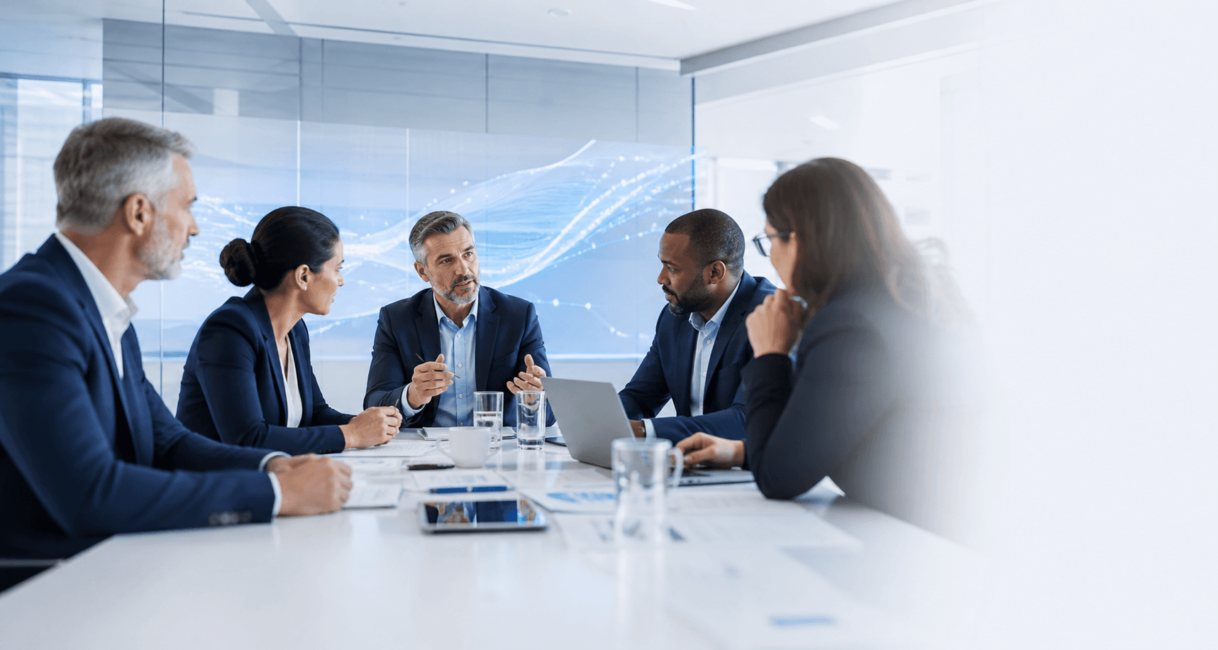 Riosight advisors in a modern consulting discussion.